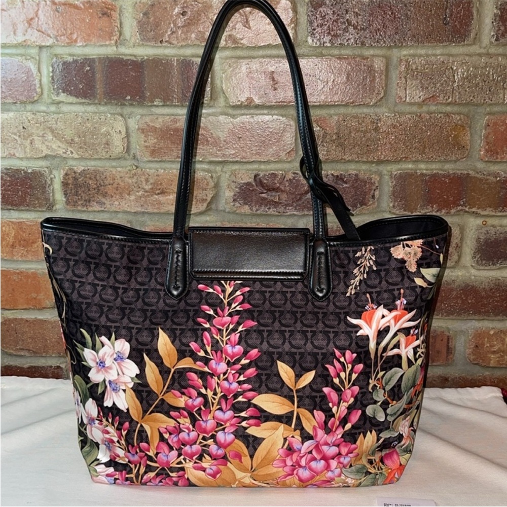 Salvatore Ferragamo Black Floral Tote